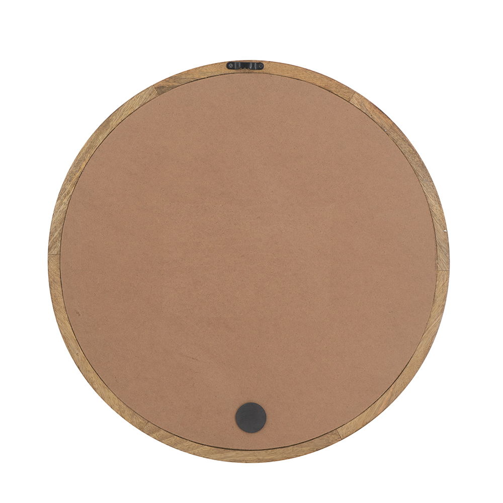 Circle Wall Mirror With Wooden Frame for Living Room