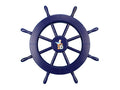 Dark Blue Decorative Ship Wheel with Seagull and Lifering 18""