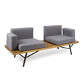 Outdoor Sofa With Cushions And Iron Legs - Dark Gray