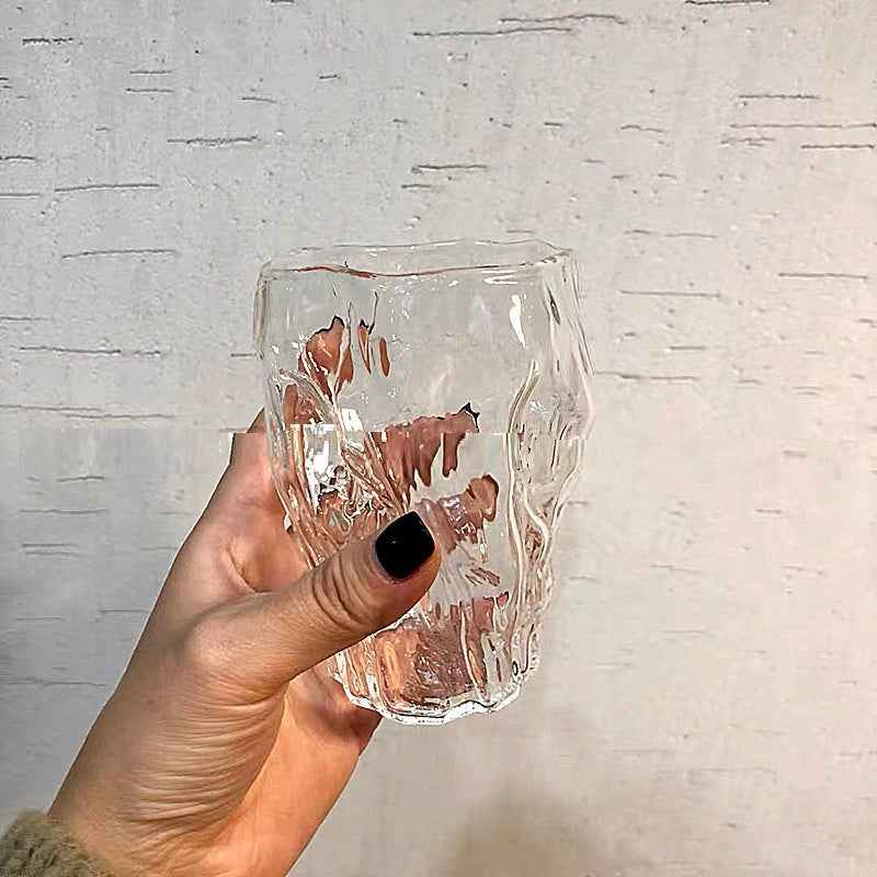 Small Group Hand Blown Irregular Design Pleated Glass Water Cup