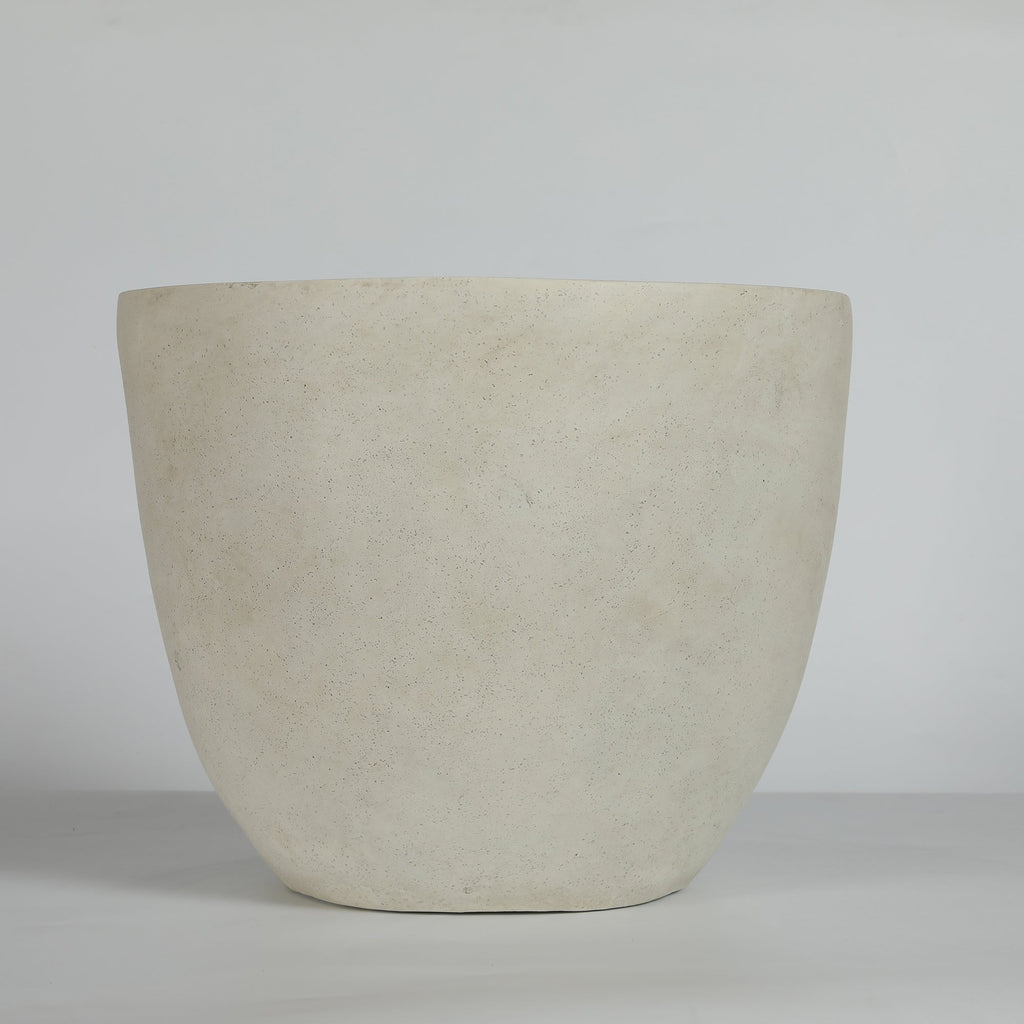 Round Concrete Planter Set of 2, Large Outdoor Indoor Handmade Rustic Decorative Planter Pots with Drainage Holes