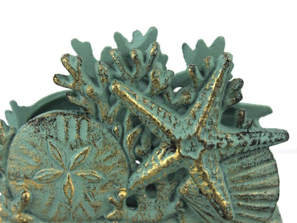 Antique Bronze Cast Iron Seashell Napkin Holder 7""