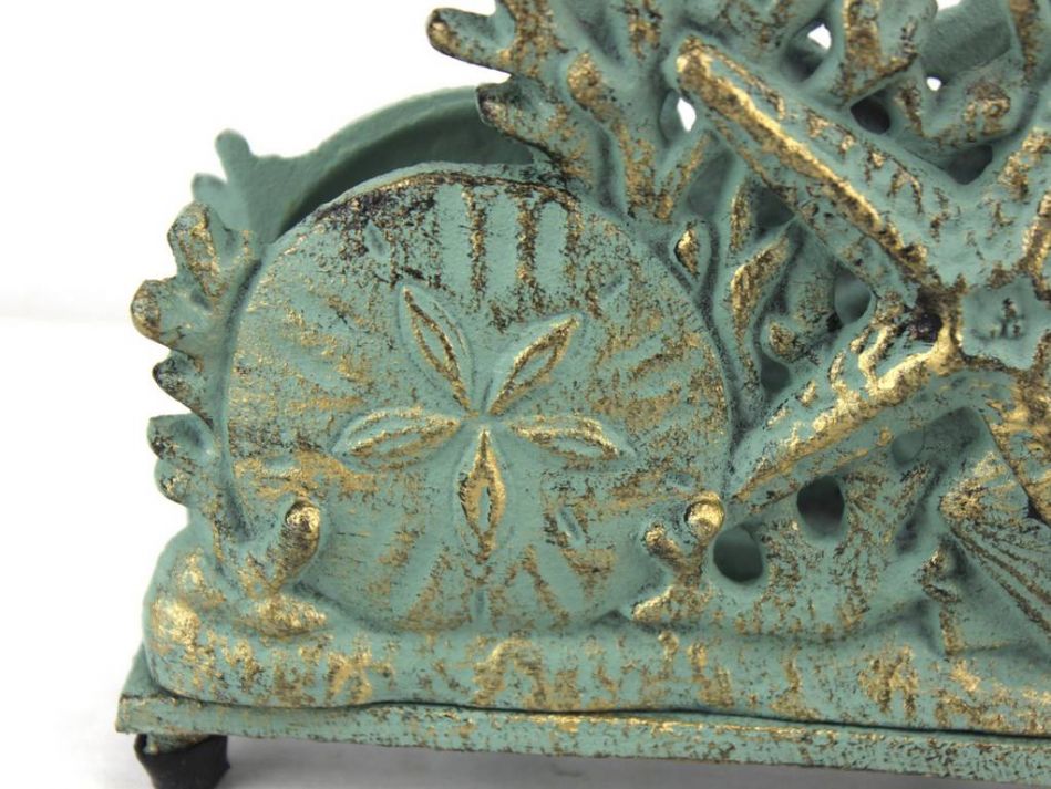 Antique Bronze Cast Iron Seashell Napkin Holder 7""