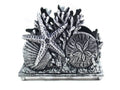 Antique Silver Cast Iron Seashell Napkin Holder 7""