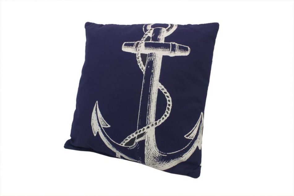 Blue and White Anchor Decorative Throw Pillow 14""