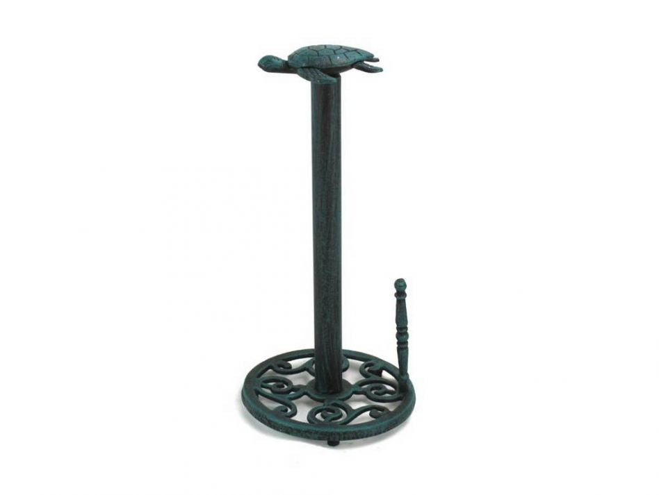 Seaworn Blue Cast Iron Sea Turtle Paper Towel Holder 13""