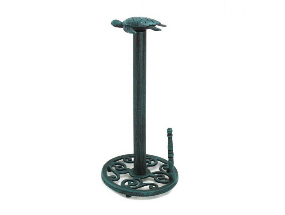 Seaworn Blue Cast Iron Sea Turtle Paper Towel Holder 13""