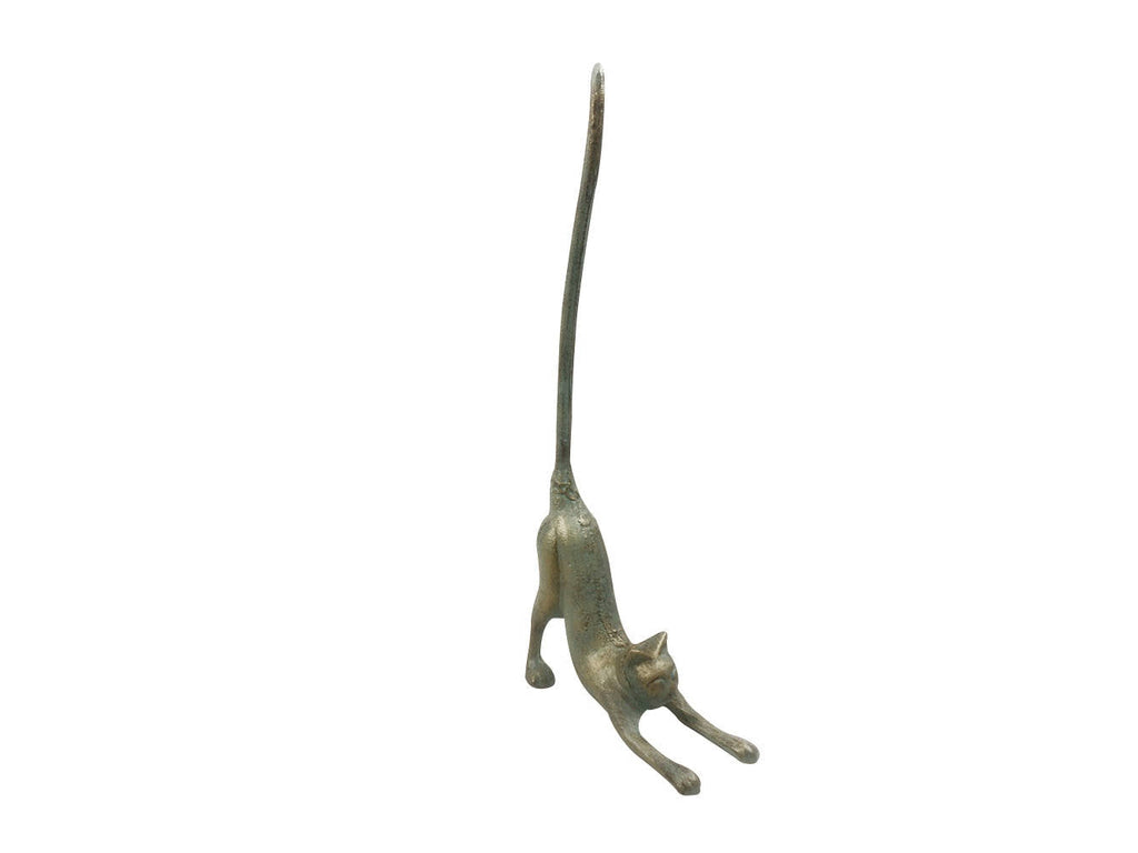 Antique Bronze Cast Iron Sitting Cat Cast Kitchen Paper Towel Holder 19""
