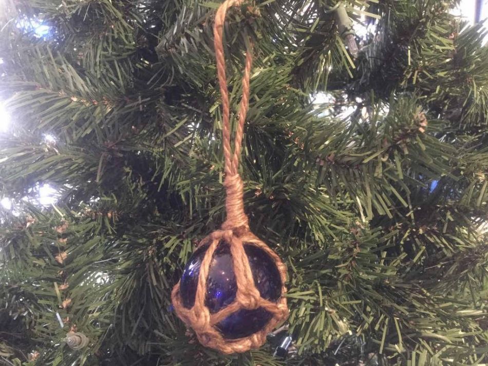 Blue Japanese Glass Ball Fishing Float Decoration Christmas Ornament 2""