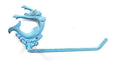 Rustic Light Blue Cast Iron Decorative Arching Mermaid Toilet Paper Holder 11""