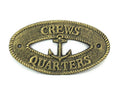 Antique Gold Cast Iron Crews Quarters with Anchor Sign 8""