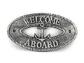 Antique Silver Cast Iron Welcome Aboard with Anchor Sign 8""