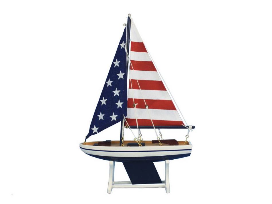 Wooden It Floats 12"" - USA Floating Sailboat Model