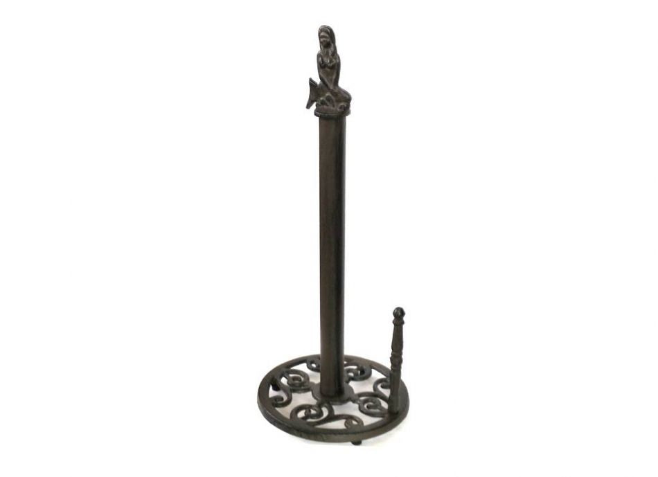 Cast Iron Mermaid Paper Towel Holder 16""