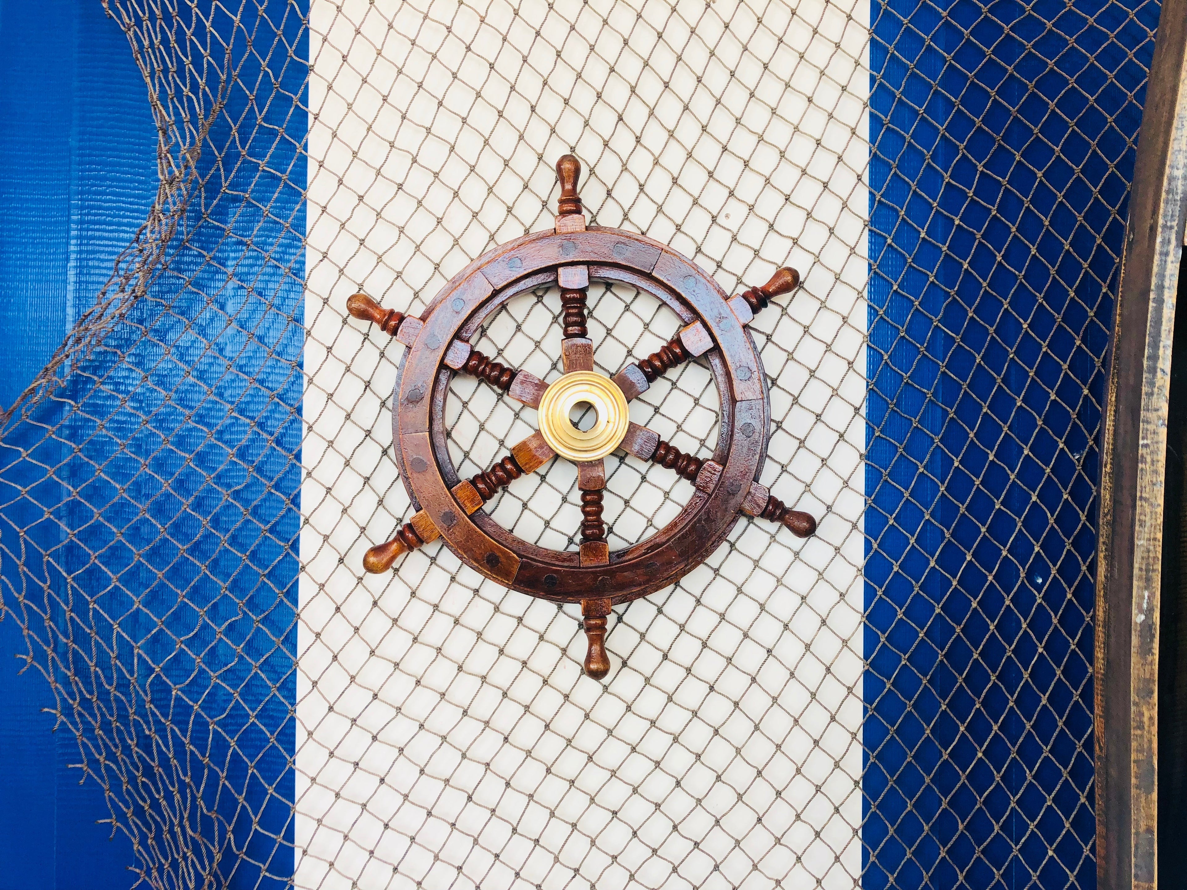 Deluxe Class Wood and Brass Decorative Ship Wheel 12""