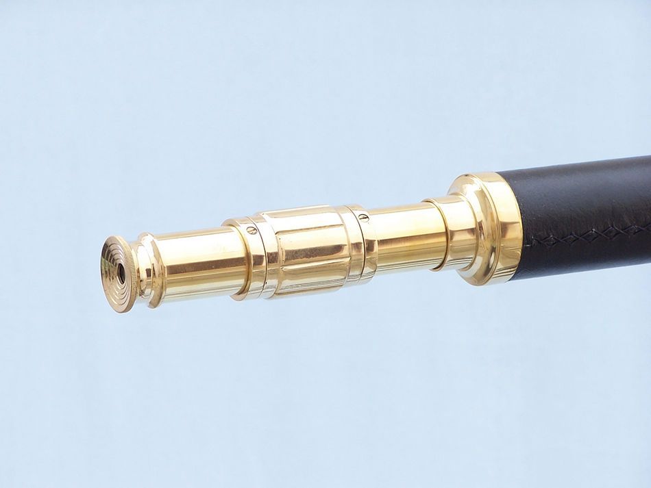 Floor Standing Brass/Leather Galileo Telescope 65""