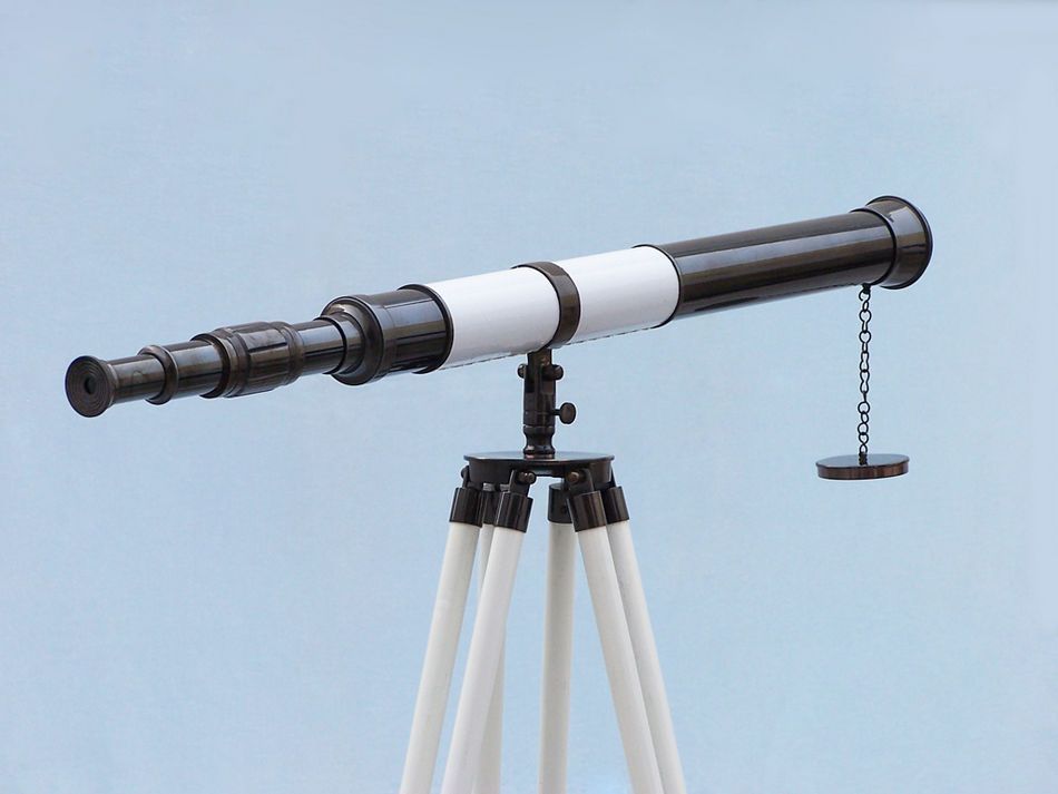 Admirals Floor Standing Oil Rubbed Bronze with White Leather Telescope 60""