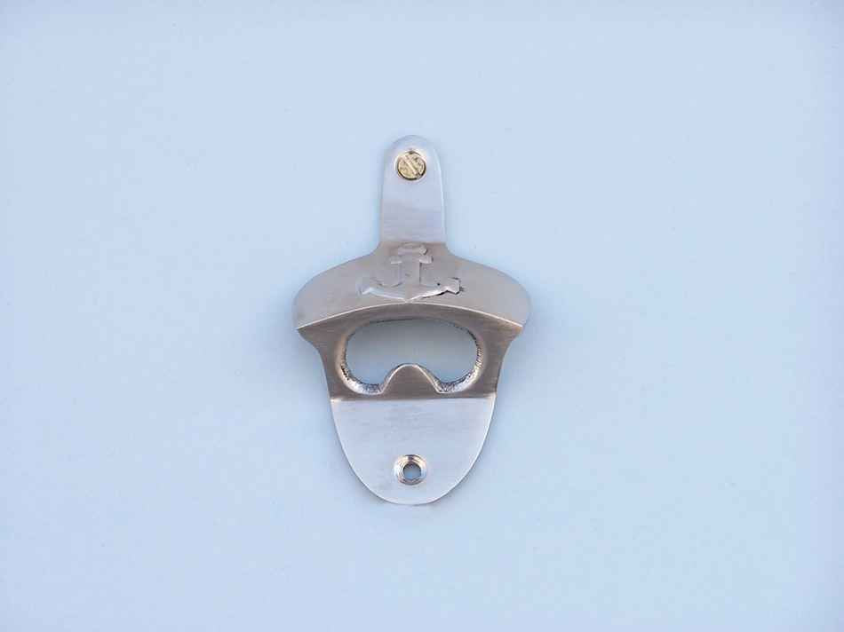 Brushed Nickel Wall Mounted Anchor Bottle Opener 3""