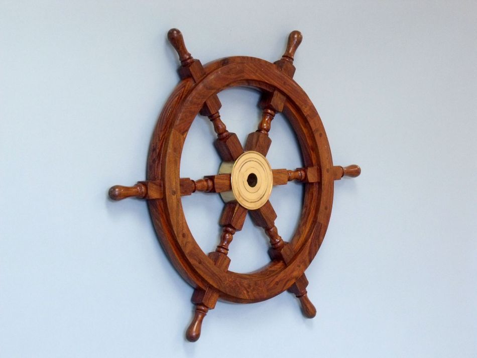 Deluxe Class Wood and Brass Decorative Ship Wheel 18""