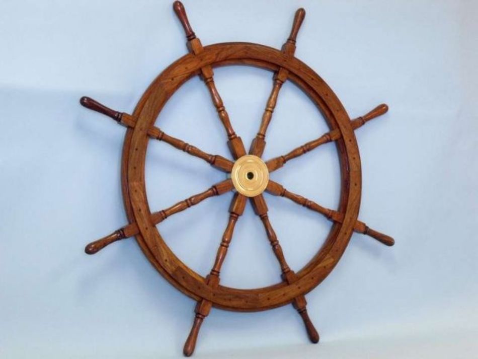 Deluxe Class Wood and Brass Decorative Ship Wheel 36""
