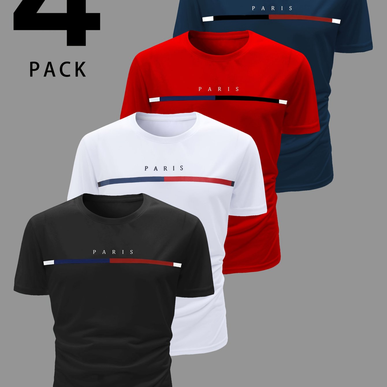 Men's  Paris Short-Sleeve Crew Neck Fitted T-Shirts