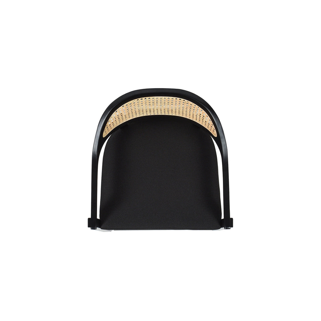 Americana Mid-Century Modern 30.5' Cane Back Bar Stool, Jet Black