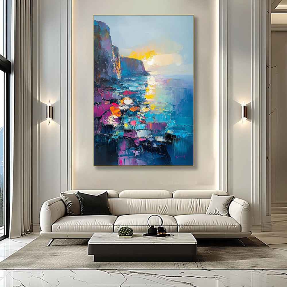 Handmade Oil Painting Canvas Wall Art Decoration Abstract Mediterranean Scenery Pictures For Home Decor Rolled Frameless Unstretched Painting