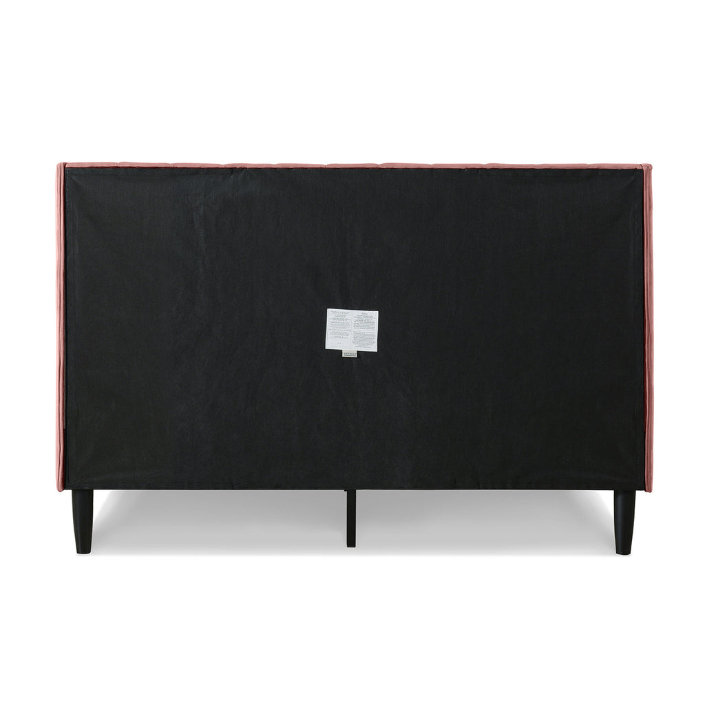 Aspen Vertical Tufted Headboard Platform Bed Set, Queen, Ash Rose Pink Velvet