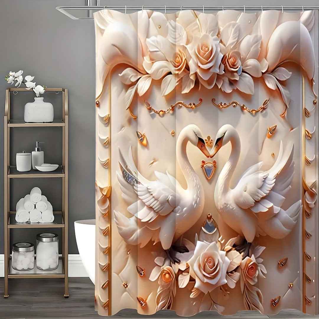Creative 3D Swan Shower Curtain America Europe