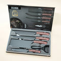 Professional 6pcs Kitchen Knife Set - Chef's Knife, Slicing Knife, Scraper, and Scissors - High Carbon Stainless Steel with Ultra-Sharp Blades, Non-Stick Ergonomic Wooden Handles - Ideal for Home, Travel, and Gift Box Set