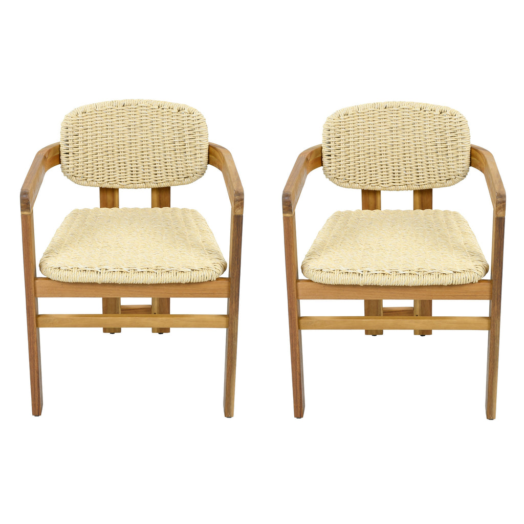 Outdoor Woven Rattan Chair Set Two Accent Chairs