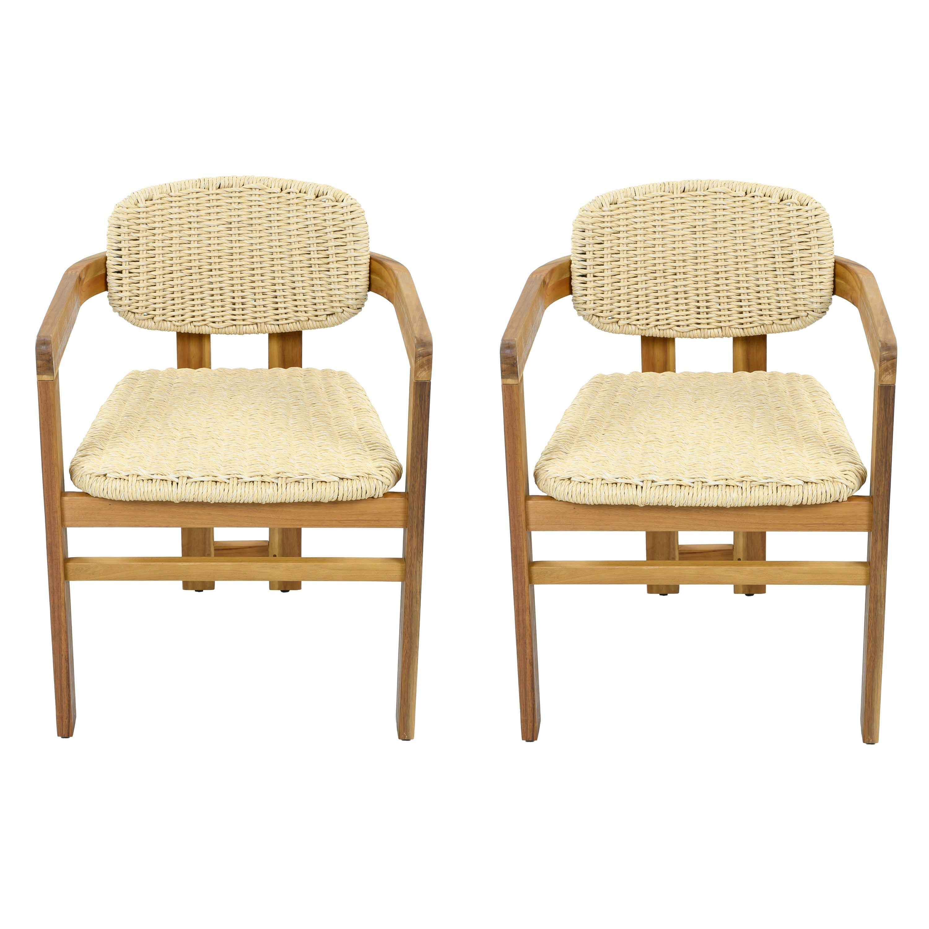 Outdoor Woven Rattan Chair Set Two Accent Chairs