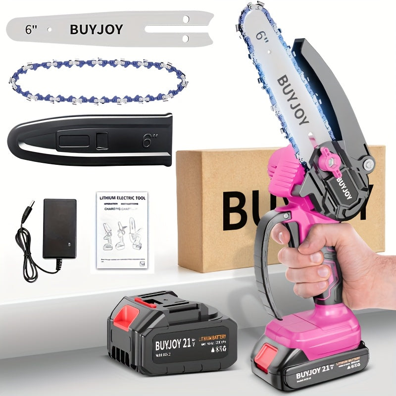 6-inch Cordless Lightweight Electric Landscaping Chainsaw w/ L-ion Battery, Chain And Fast Charger