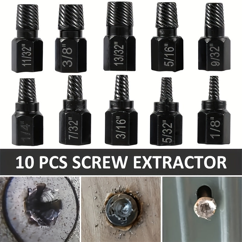 20pcs Industrial Screw Extractor Set: Alloy Steel Damaged Screw Removal Kit, Metal Easy-Out Drill Bits, Broken Bolt Stud Extractor Tools, Multi-Groove Screw Extractor Set, Suitable for Bolt Stud Tubes 1/8"-13/32", Local Wareh