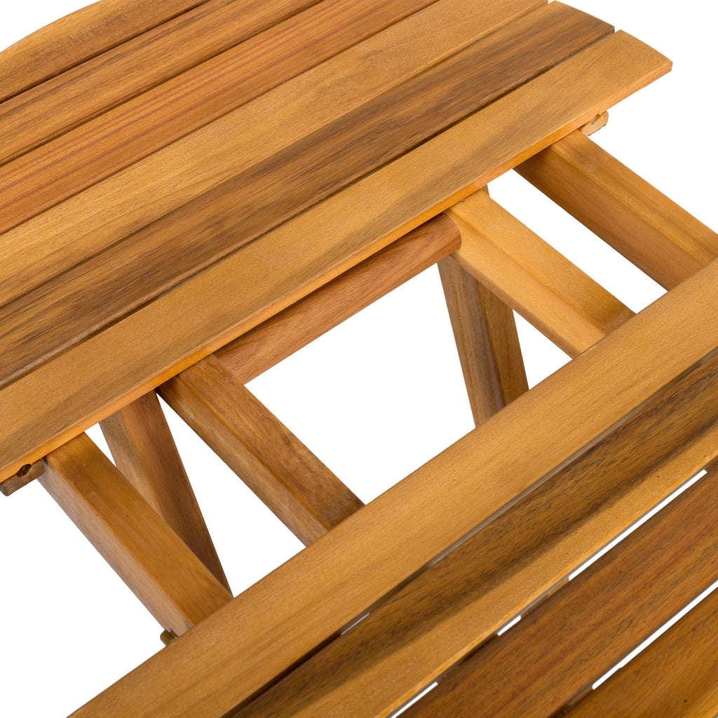 Patio Conversation Set with Foldable Acacia Wood Side Table and Cushions