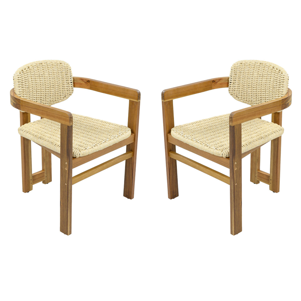 Outdoor Woven Rattan Chair Set Two Accent Chairs