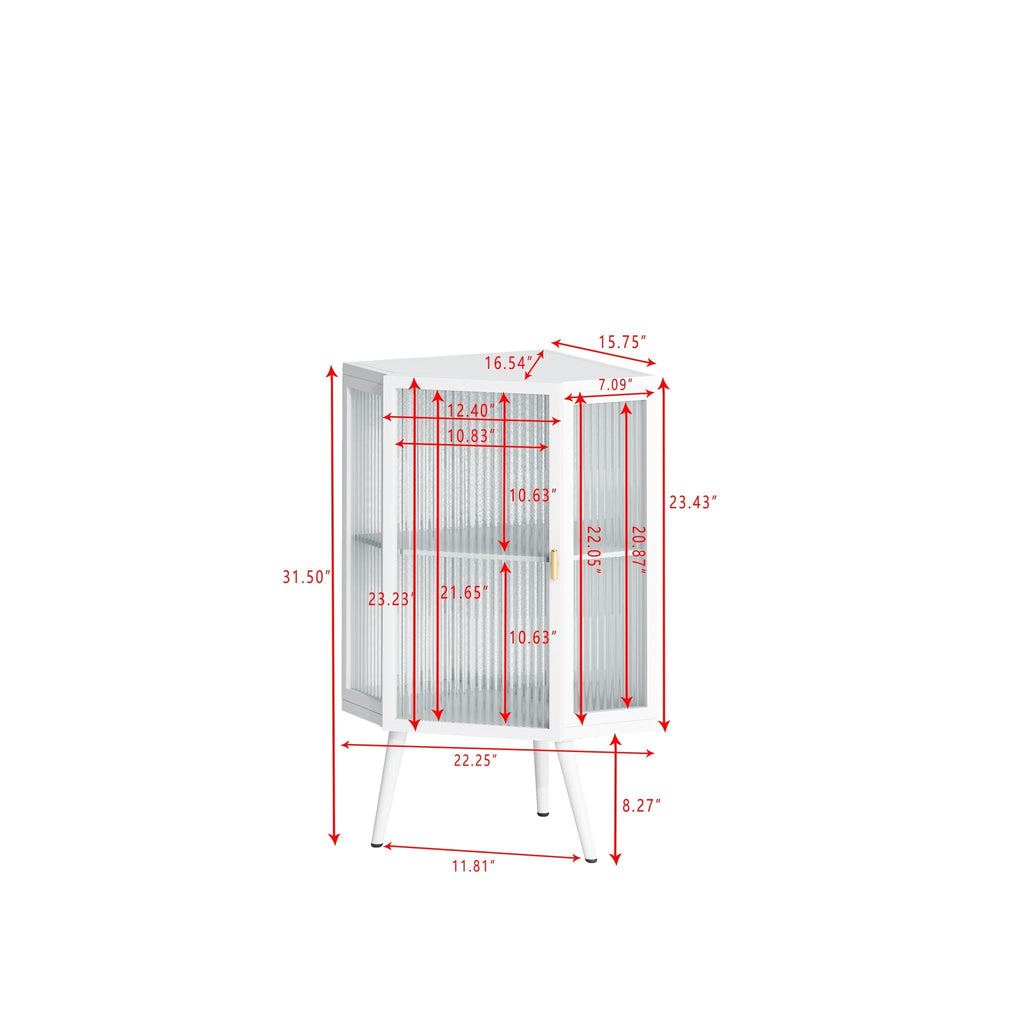 Corner Cabinet With Door And Shelves For Bathroom - White