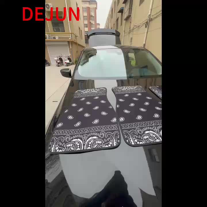 [Black Retro Car Carpets] 4pcs Set Of Black Retro Patterned Car Carpets, Four-season Vehicle Carpets, with Anti-slip Base, Easy to Clean Car Interior Accessories, Suitable for All Car Models