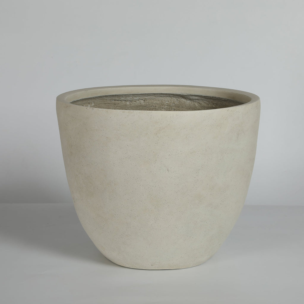 Round Concrete Planter Set of 2, Large Outdoor Indoor Handmade Rustic Decorative Planter Pots with Drainage Holes