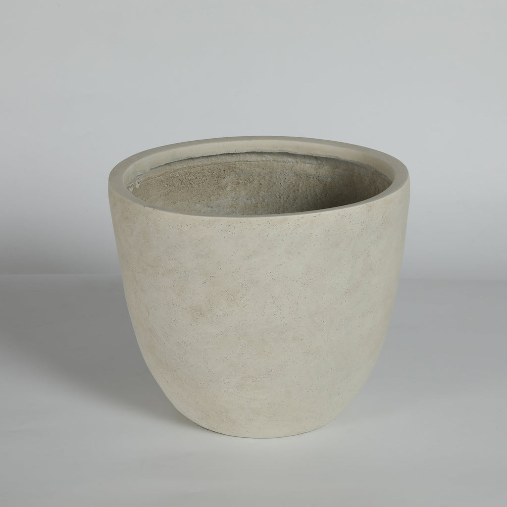 Round Concrete Planter Set of 2, Large Outdoor Indoor Handmade Rustic Decorative Planter Pots with Drainage Holes