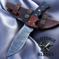 Custom Handmade Hunting Knife with Watered Steel Blade