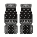 [Black Retro Car Carpets] 4pcs Set Of Black Retro Patterned Car Carpets, Four-season Vehicle Carpets, with Anti-slip Base, Easy to Clean Car Interior Accessories, Suitable for All Car Models