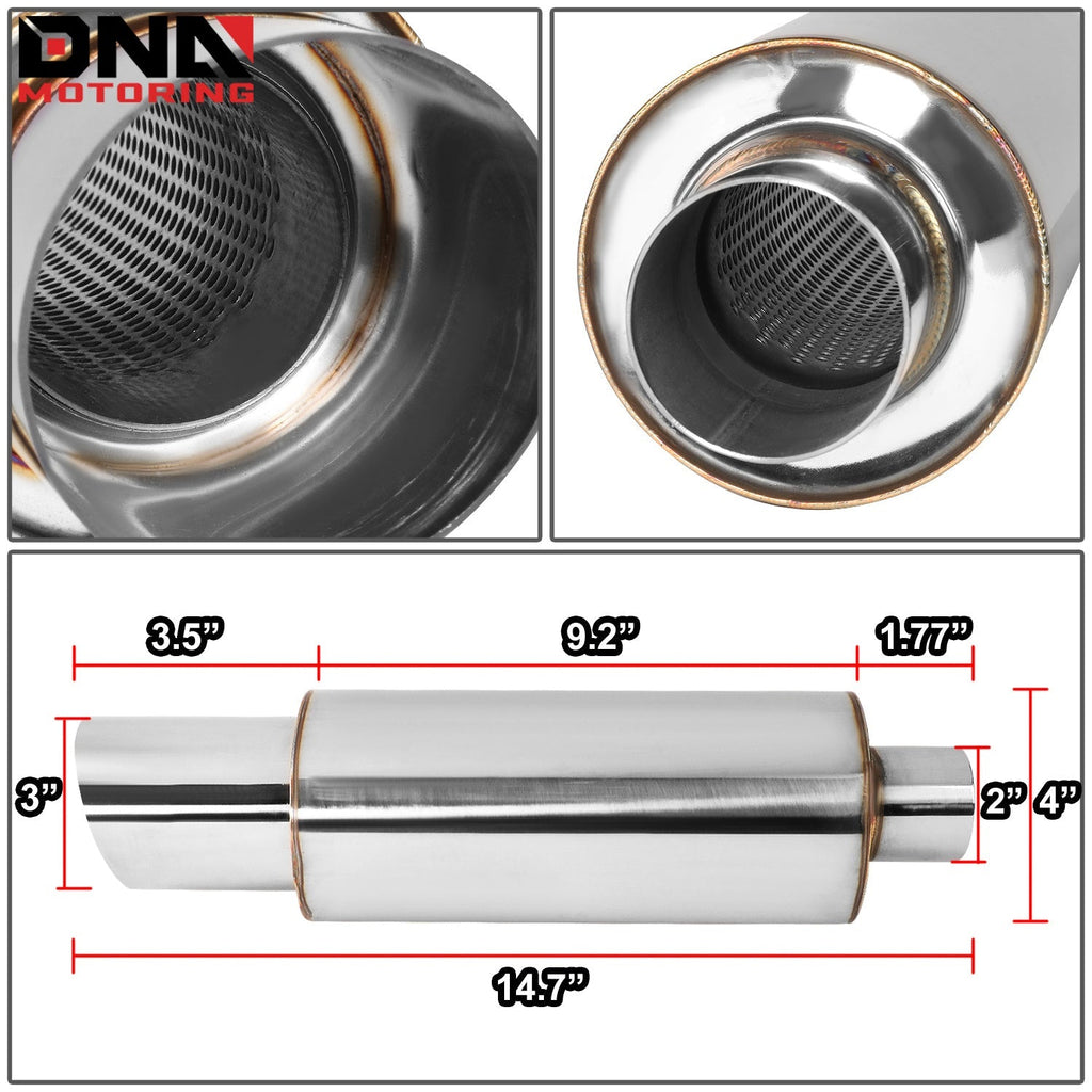 DNA MOTORING Stainless Steel Straight-Through Exhaust Muffler