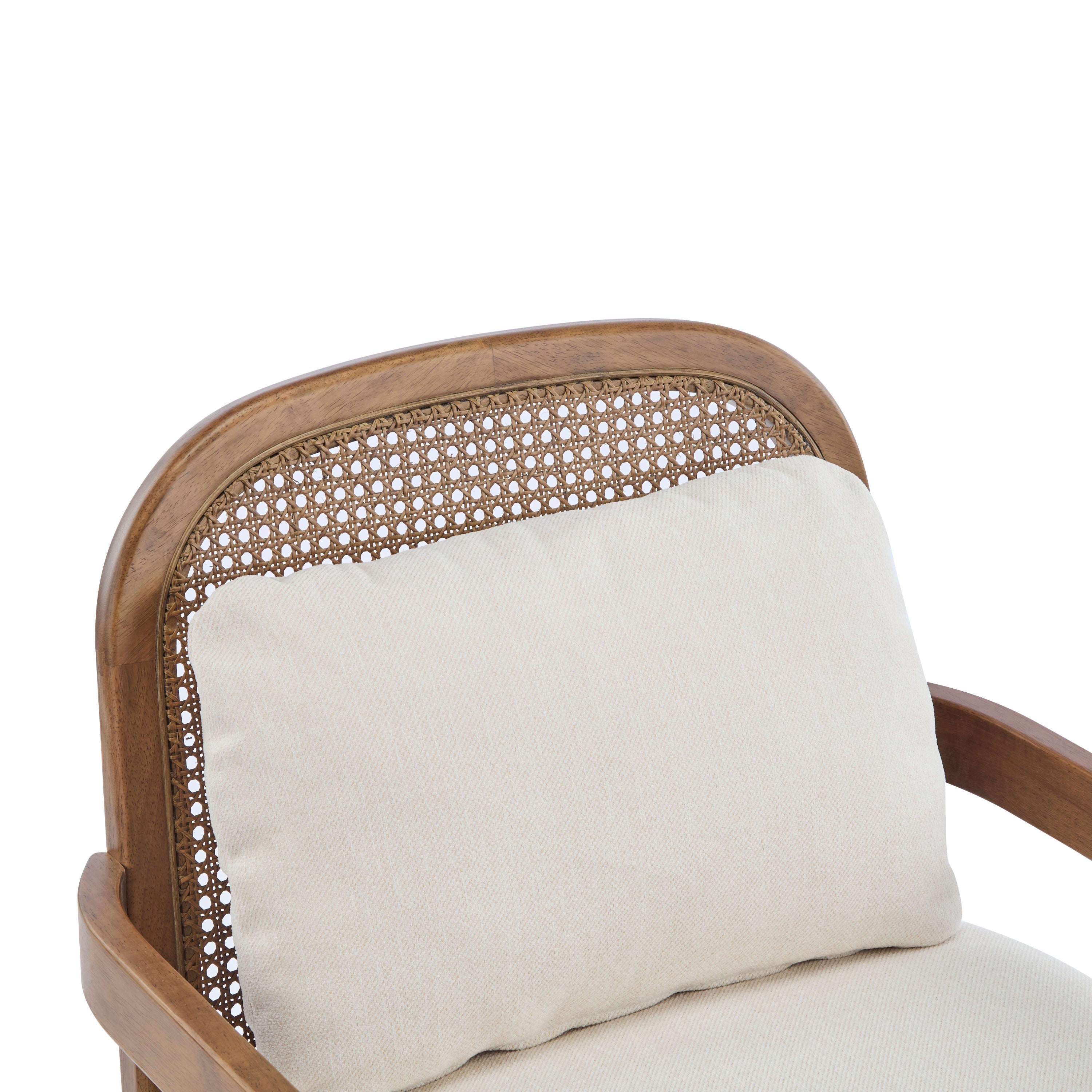 Elliston Rattan Backrest Solid Wood Accent Chair with Cushions - Set of 2