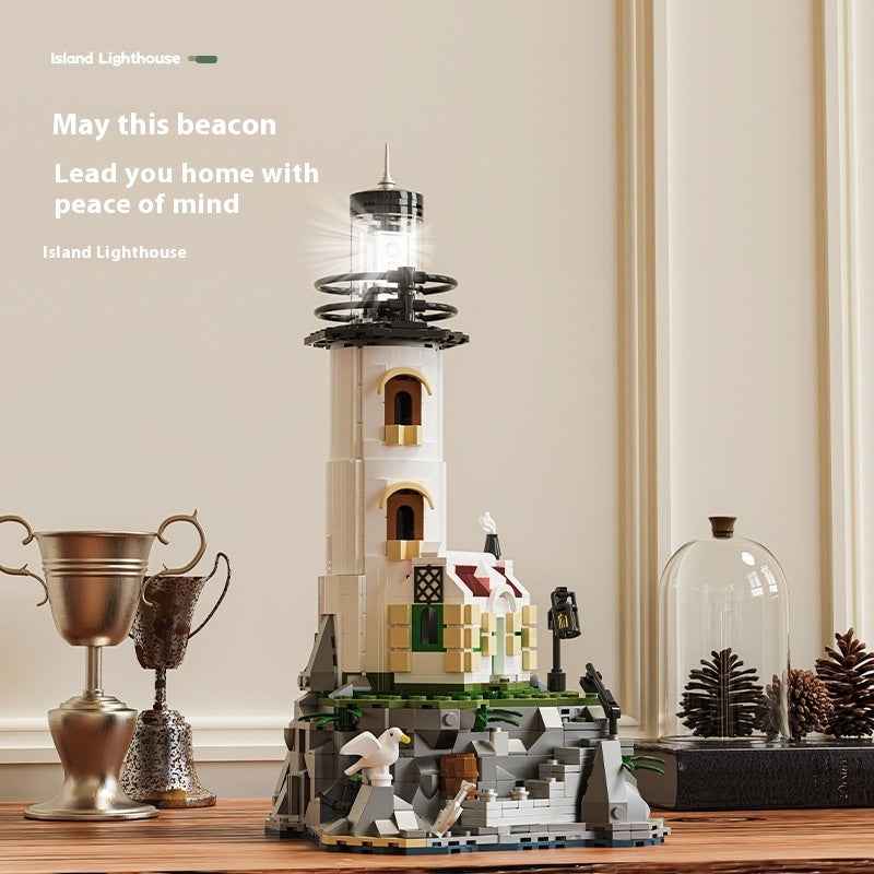 Children's Luminous Lighthouse Building Degree Assembled Building Block Toys