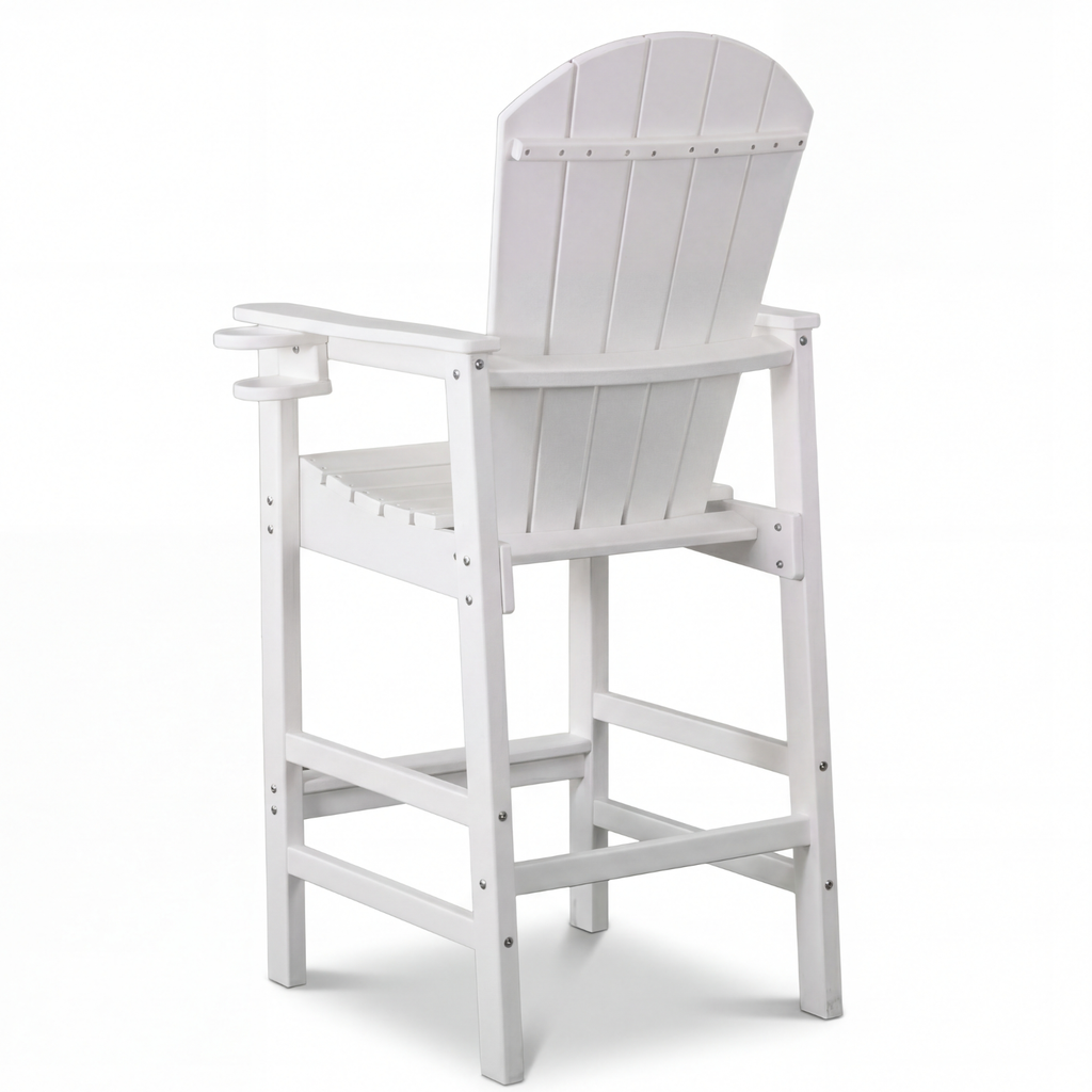 HDPE Bar Height Adirondack Patio Chair Outdoor Bar Chair With Cup Holder And Armrests