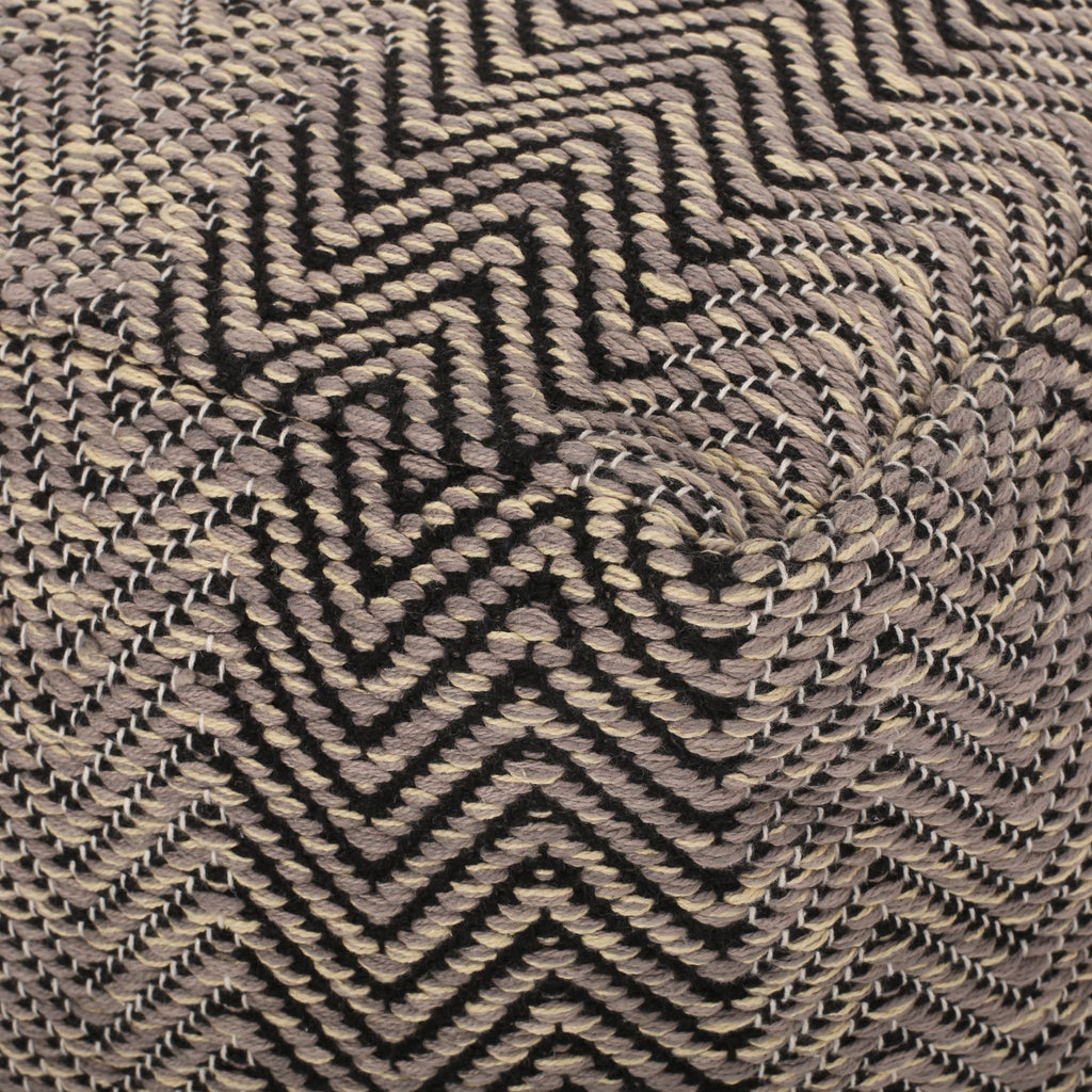 Barracuda Handcrafted Cotton Pouf With Chevron Pattern - Brown / Beige