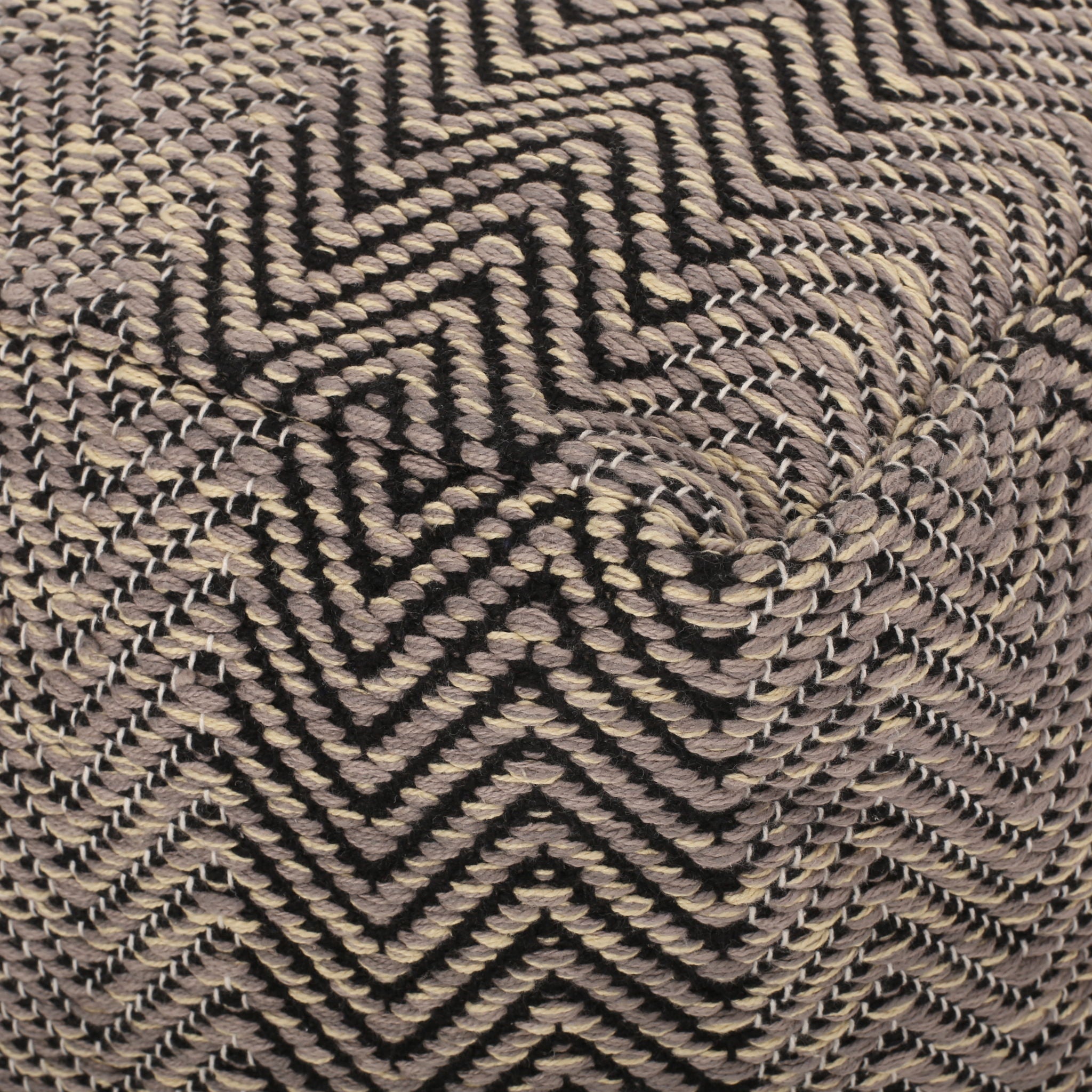 Barracuda Handcrafted Cotton Pouf With Chevron Pattern - Brown / Beige