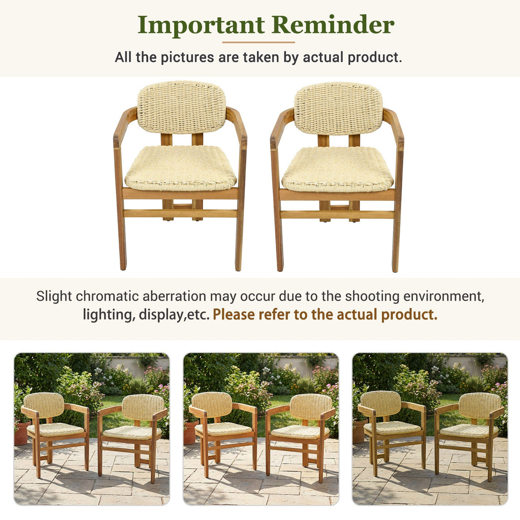 Outdoor Woven Rattan Chair Set Two Accent Chairs