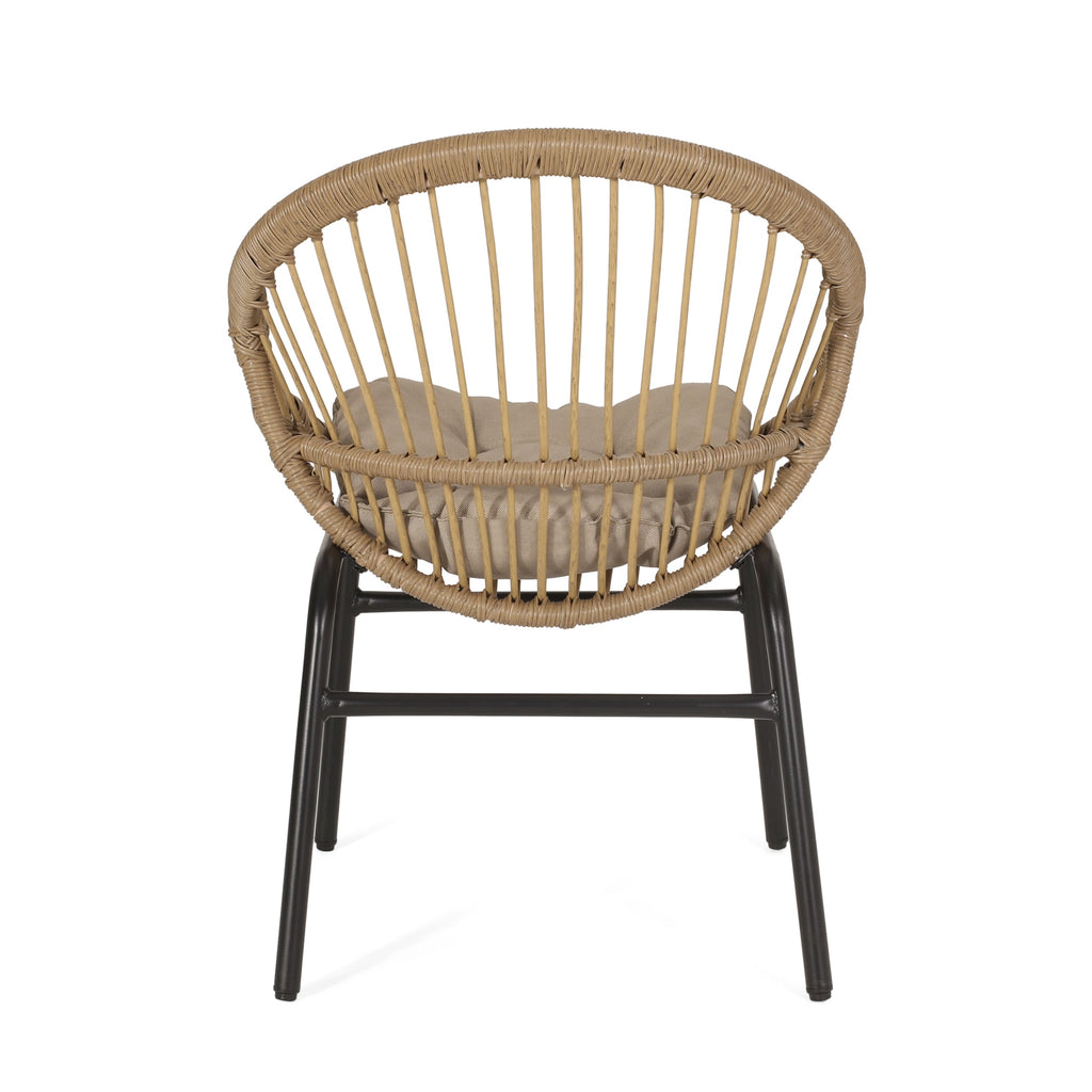 Outdoor Accent Chair with Curved Back and Basket Frame Set of 2